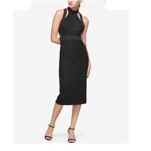 FAME AND PARTNERS Lace Midi Sheath Dress